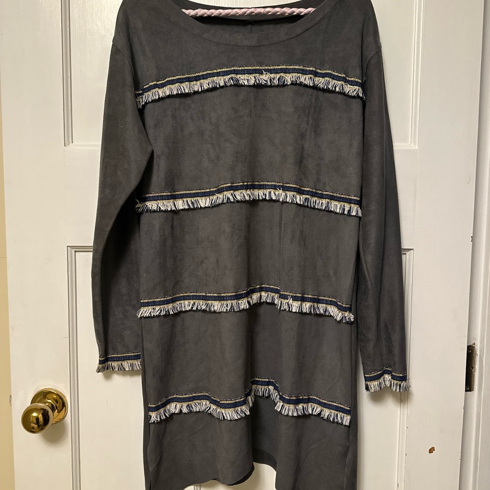 🔥Gray Microsuede Tunic with Tassels - Picture 6 of 6